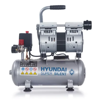Hyundai stille compressor olievrij 0,75PK 8 Bar 8L