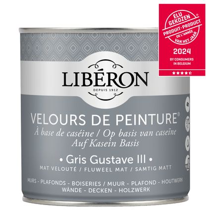 Peinture murale Libéron Velours de Peinture Gris Gustave III mat velouté 500ml