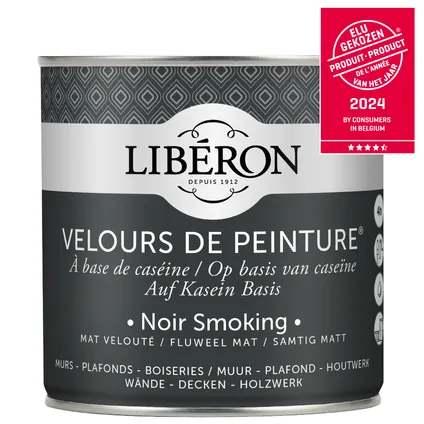 Peinture murale Libéron Velours de Peinture Noir Smoking mat velouté 500ml