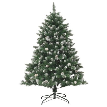 VidaXL kunstkerstboom sneeuw + dennenappels breed 150cm PVC