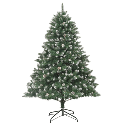 VidaXL kunstkerstboom sneeuw + dennenappels breed 210cm PVC