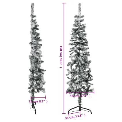 vidaXL Kunstkerstboom half met sneeuw smal 150 cm 7