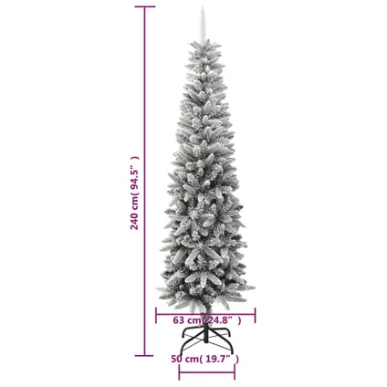 VidaXL kunstkerstboom smal met sneeuw 240cm PVC en PE 8