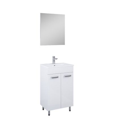 Set de meuble de salle de bains Ava 50cm 2 portes blanc et chrome