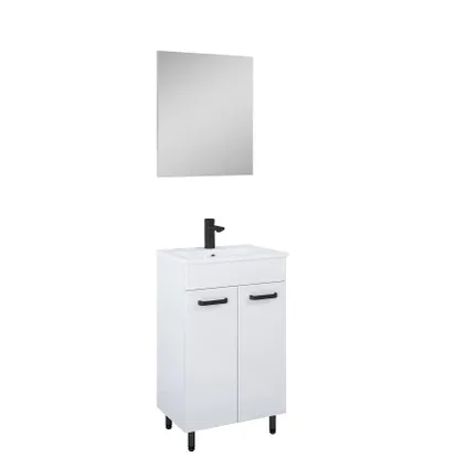 Set de meuble de salle de bains Ava 50 2D blanc et chrome