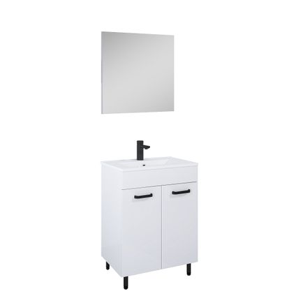 Set de meuble de salle de bains Ava 60 2D blanc et noir