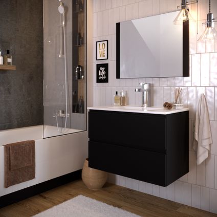 Set de meuble de salle de bains T-Bath Milenio noir laqué mat 80cm