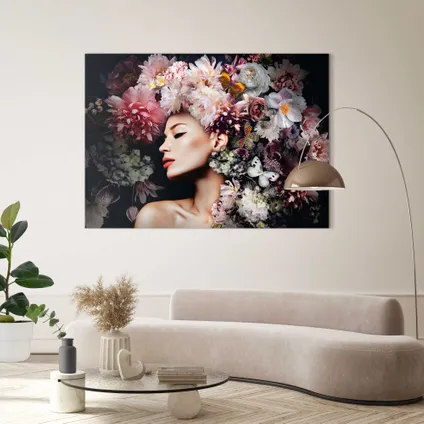 Peinture Femme avec un chapeau à fleurs 140 x 100 cm 4