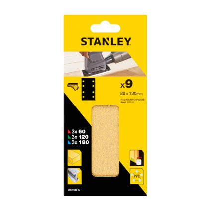 Stanley schuurvellen STA39198-XJ K60/80/120 9 stuks