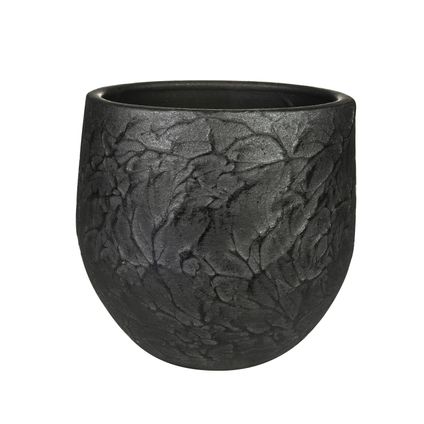Steege Plantenpot - antiek look - keramiek - zwart - 22 x 20 cm