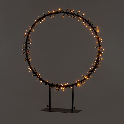 Éclairage de Noël LED Central Park anneau en métal noir 180 LED blanc chaud