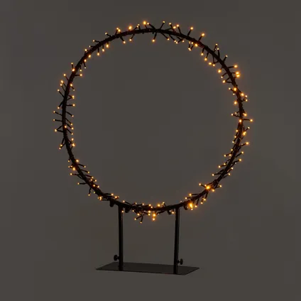 Éclairage de Noël LED Central Park anneau en métal noir 180 LED blanc chaud