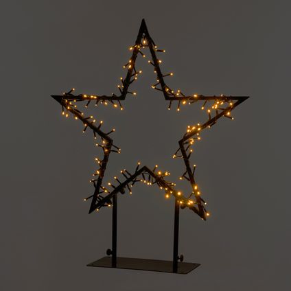 Éclairage de Noël Central Park étoile métallique noir 150 LED blanc chaud