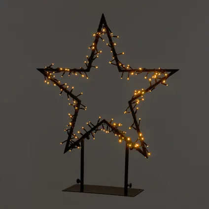 Éclairage de Noël Central Park étoile métallique noir 150 LED blanc chaud