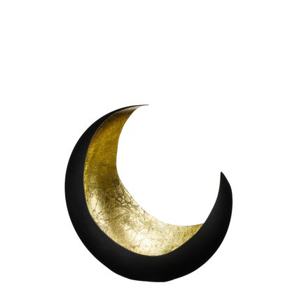 Theelicht houder maan zwart/goud 20x10x20cm
