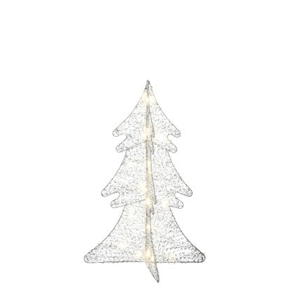 Kerdecoratie kerstboom zilver 20LED 28x28x59cm