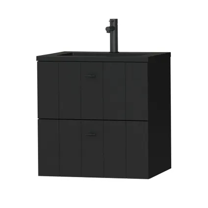 Ensemble de meubles Tiger Maryport  60 cm avec 2 tiroirs Noir mat incluant Quadro vasque Noir mat 2