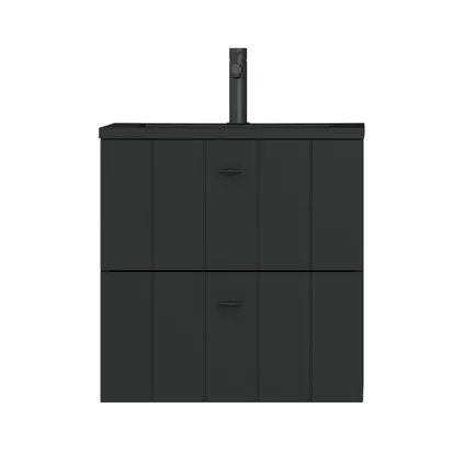 Ensemble de meubles Tiger Maryport  60 cm avec 2 tiroirs Noir mat incluant Quadro vasque Noir mat 3