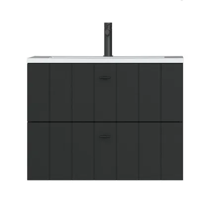 Tiger Maryport Ensemble de meubles 80 cm avec 2 tiroirs Noir mat incluant Quadro vasque Blanc brillant 2