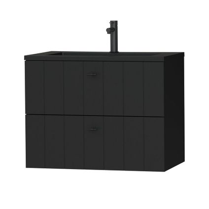 Tiger Maryport Ensemble de meubles 80 cm avec 2 tiroirs Noir mat incluant Quadro vasque Noir mat