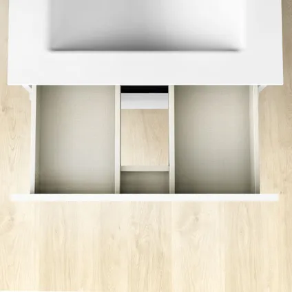 Tiger Pocket Ensemble de meubles 60 cm avec 2 tiroirs Chêne naturel incluant Calpe vasque Blanc brillant 9