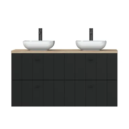Tiger Maryport Ensemble de meubles 120 cm avec 4 tiroirs Noir mat incluant Ontario lavabo (2 pièces) Blanc brillant 2