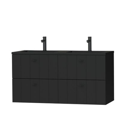 Tiger Maryport Ensemble de meubles 120 cm avec 4 tiroirs Noir mat incluant Quadro vasque Noir mat