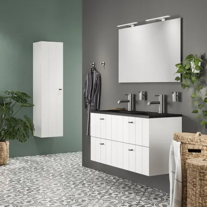 Ensemble meuble de salle de bain Tiger Maryport 120cm avec 4 tiroirs blanc mat incluant lavabo Quadro noir mat 7