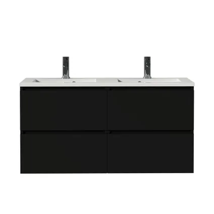 Tiger meubelset Loft 120cm met 4 lades mat zwart inclusief Quadro wastafel hoogglans wit 2