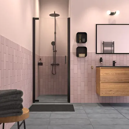 Ensemble meuble de salle de bain Tiger Loft 120cm avec 4 tiroirs chêne chalet avec lavabo Quadro noir mat 5