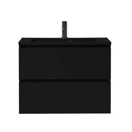 Tiger meubelset Loft 80cm met 2 lades mat zwart inclusief Quadro wastafel mat zwart 6