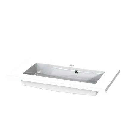 Ensemble meuble de salle de bain Tiger Loft 80cm avec 2 tiroirs noir mat avec lavabo Quadro blanc brillant 4