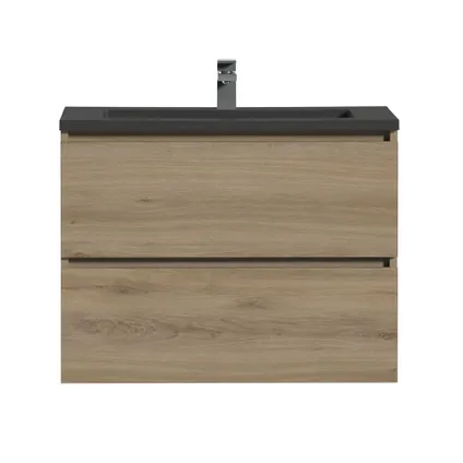 Ensemble meuble de salle de bain Tiger Loft 80cm avec 2 tiroirs chêne chalet avec lavabo Quadro noir mat 2
