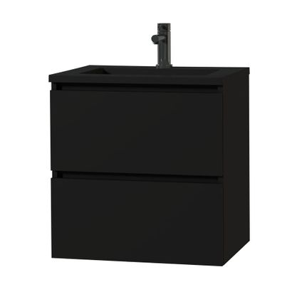 Ensemble meuble de salle de bain Tiger Loft 60cm avec 2 tiroirs noir mat avec lavabo Quadro noir mat
