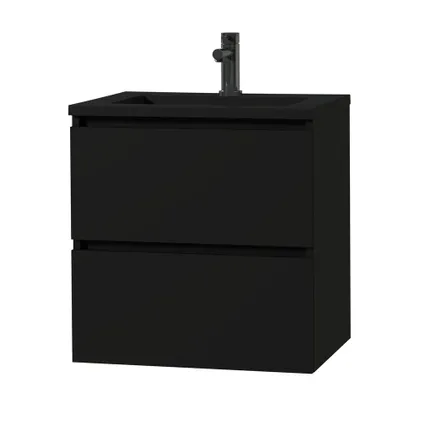 Ensemble meuble de salle de bain Tiger Loft 60cm avec 2 tiroirs noir mat avec lavabo Quadro noir mat 3