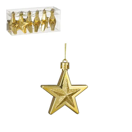 Suspension de Noël étoile dorée 6,5cm - 6 pièces