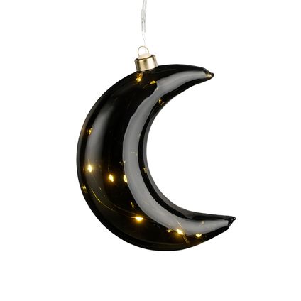 Ornement de Noël lune noir LED fonctionnant sur batterie l16,5xl12,5xh4cm
