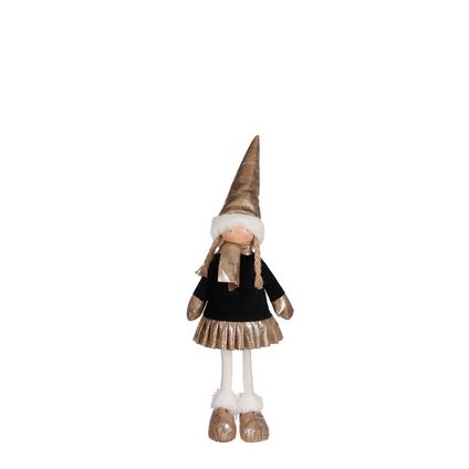 Figurine de Noël fille avec bonnet de Noël noir l14xb13xh41cm