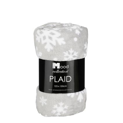 Plaid In the Mood Collection flocon de neige gris l150xl125cm