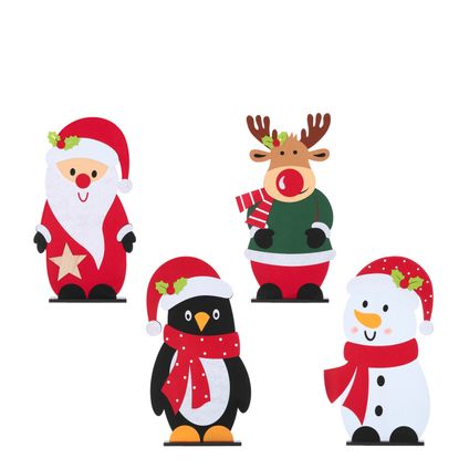 Kerstfiguur kerstman/rendier/pinguin/sneeuwman l46,5xb27,5xh6cm - 1 stuks