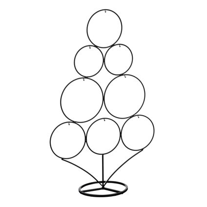 Kerstdecoratie kerstboom metalen circkels zwart 36x16x58cm