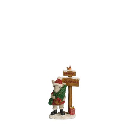Decoris kerstbeeldje Merry Christmas muis 8,5x6x14,5cm