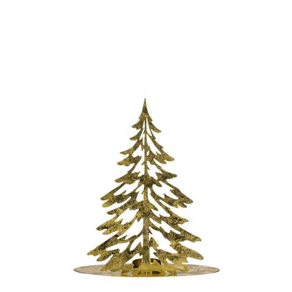 Kerstdecoratie kandelaar kerstboom goud 25x8x30,5cm
