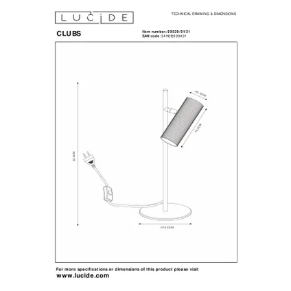 Lucide tafellamp Clubs wit ⌀15cm GU10 4