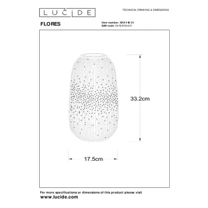 Lucide tafellamp Flores wit ⌀17,5cm E14 3