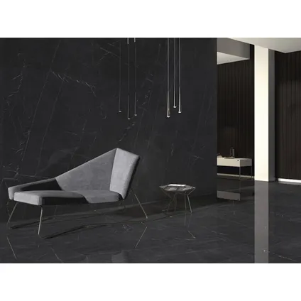 Wand- en vloertegel Marquina - hooggland - Keramiek - zwart marmer - 60x60cm - Pakketinhoud 1,44 m² 3