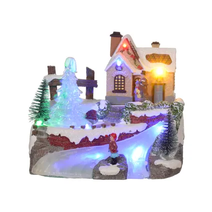 Decoris LED-kerstdorp huisje wintertafereel
