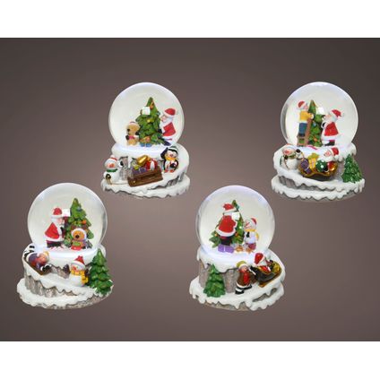 Boule à neige LED Decoris père Noël et sapin divers 12,2cm - 1 pc