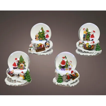 Decoris LED-sneuwbol kerstman en kerstboom diversen 12,2cm - 1 stuk