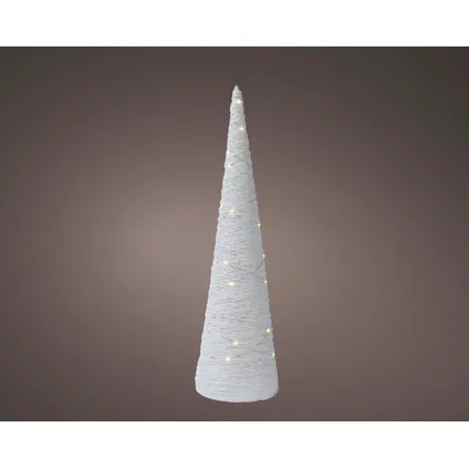 Éclairage de Noël LED Decoris cône pailleté blanc chaud 38cm